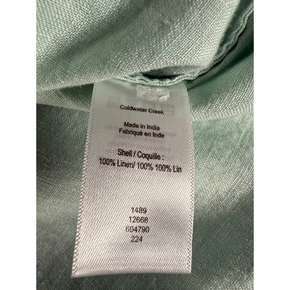 Coldwater Creek Womens XL Mint Green 100% Linen Short Sleeve Button Up Shirt - Picture 4 of 7